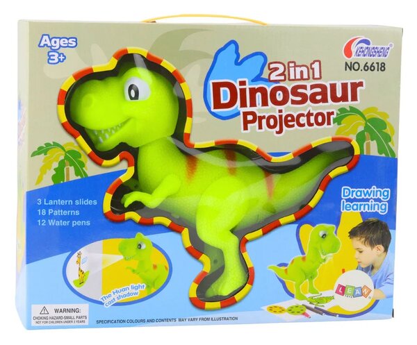 T-Rex projektor s dinosaurima za crtanje i slikanje, 18 slika, 2-u-1 markeri