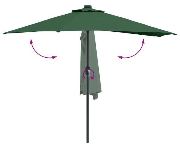 Vrtni suncobran Zelena 294 x 150 x 224 cm Poliester i čelik - Zelena / 294 x 150 x 224 cm