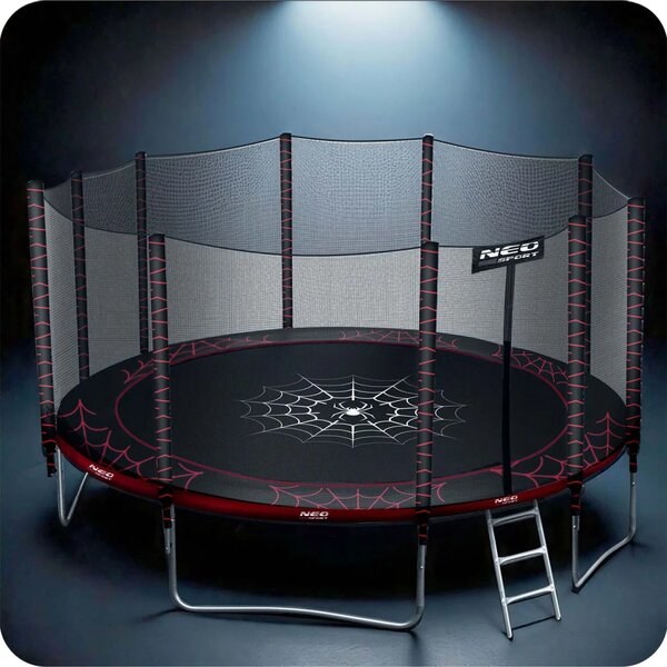 Vrtni trampolin Neo-Sport, Ø 465 cm (15 ft), vanjska mreža i ljestve, siva, var. NS-15Z241