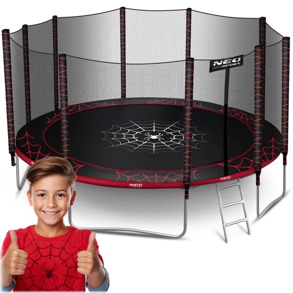 Vrtni trampolin Neo-Sport, Ø 465 cm (15 ft), vanjska mreža i ljestve, siva, var. NS-15Z241