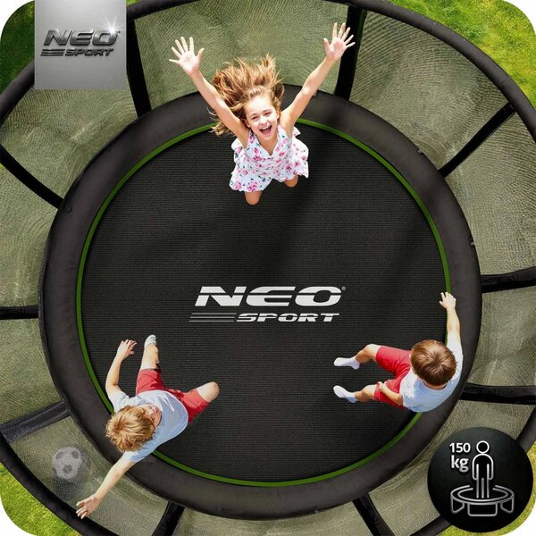 Vrtni trampolin Neo-Sport, Ø 465 cm (15 ft), vanjska mreža i ljestve, siva, var. NS-15Z231