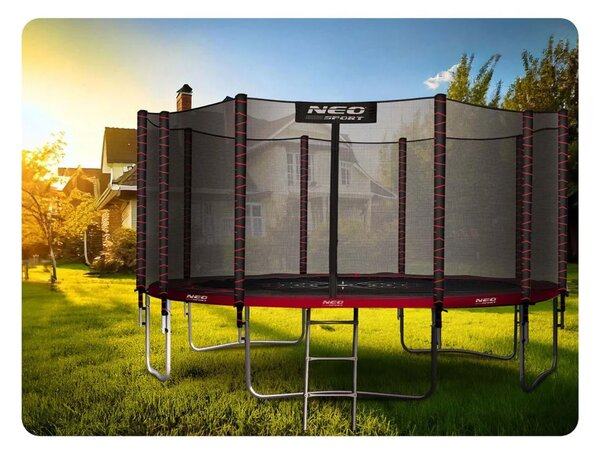 Vrtni trampolin Neo-Sport, Ø 465 cm (15 ft), vanjska mreža i ljestve, siva, var. NS-15Z241