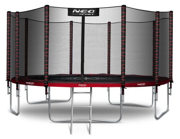 Vrtni trampolin Neo-Sport, Ø 465 cm (15 ft), vanjska mreža i ljestve, siva, var. NS-15Z241