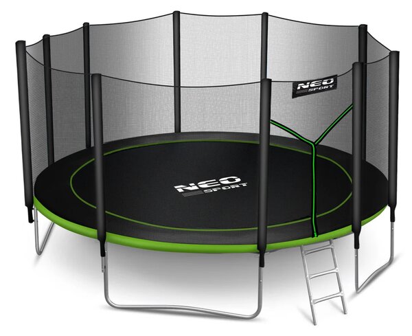 Vrtni trampolin Neo-Sport, Ø 465 cm (15 ft), vanjska mreža i ljestve, siva, var. NS-15Z231
