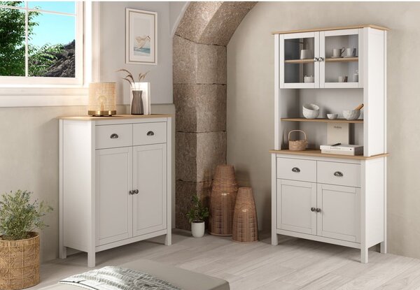 Bijela vitrina od masivnog bora 90x180,5 cm Misti – Marckeric