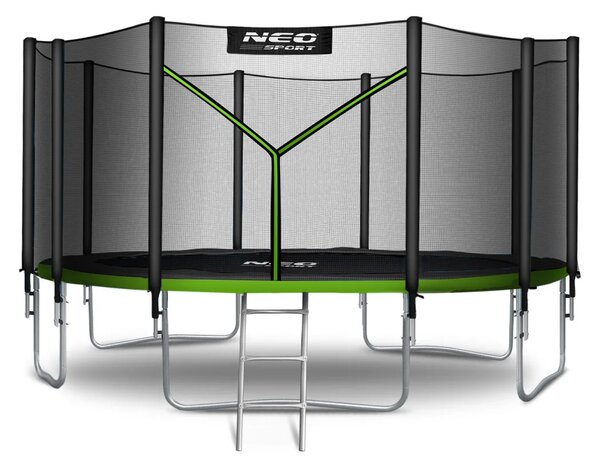 Vrtni trampolin Neo-Sport, Ø 465 cm (15 ft), vanjska mreža i ljestve, siva, var. NS-15Z231