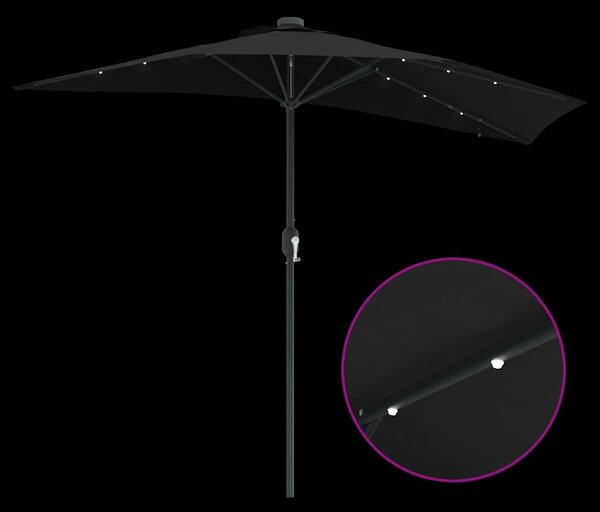 Vrtni suncobran Crna 294 x 150 x 223 cm Poliester i čelik - Crna / 294 x 150 x 223 cm