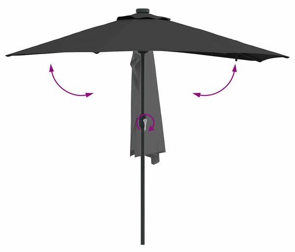 Vrtni suncobran Crna 294 x 150 x 223 cm Poliester i čelik - Crna / 294 x 150 x 223 cm