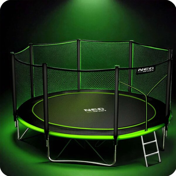 Vrtni trampolin Neo-Sport s vanjskom mrežom i ljestvama, Ø 404 cm (13 stopa), siva, var. NS-13Z231