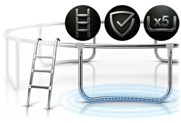 Vrtni trampolin Neo-Sport, Ø 465 cm (15 ft), vanjska mreža i ljestve, siva