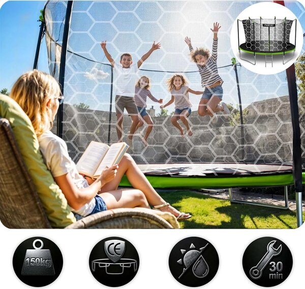 Vrtni trampolin Neo-Sport s unutarnjom mrežom i ljestvama, Ø 465 cm (15 stopa), siva, var. NS-15W231