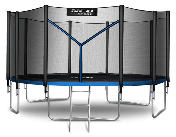 Vrtni trampolin Neo-Sport, Ø 465 cm (15 ft), vanjska mreža i ljestve, siva