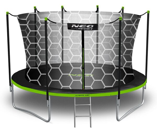 Vrtni trampolin Neo-Sport s unutarnjom mrežom i ljestvama, Ø 465 cm (15 stopa), siva, var. NS-15W231