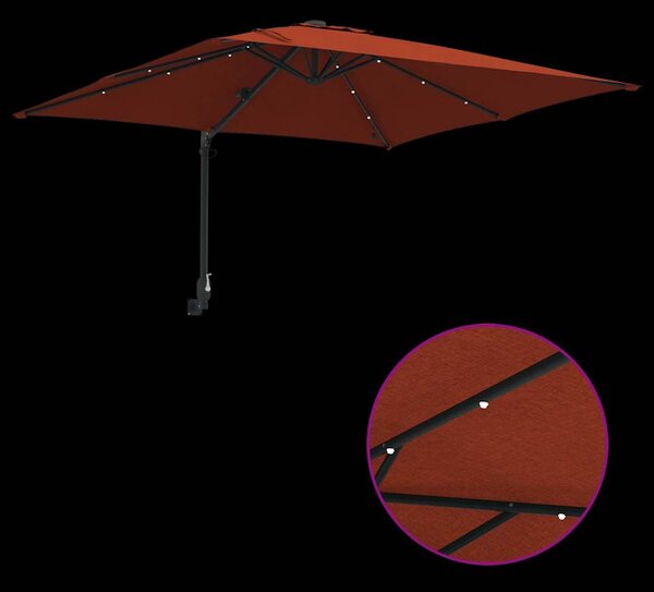 Vrtni suncobran S LED lampica Terakota 248,5 x 247,5 x 160 cm - Cinober / 248,5 x 247,5 x 160 cm