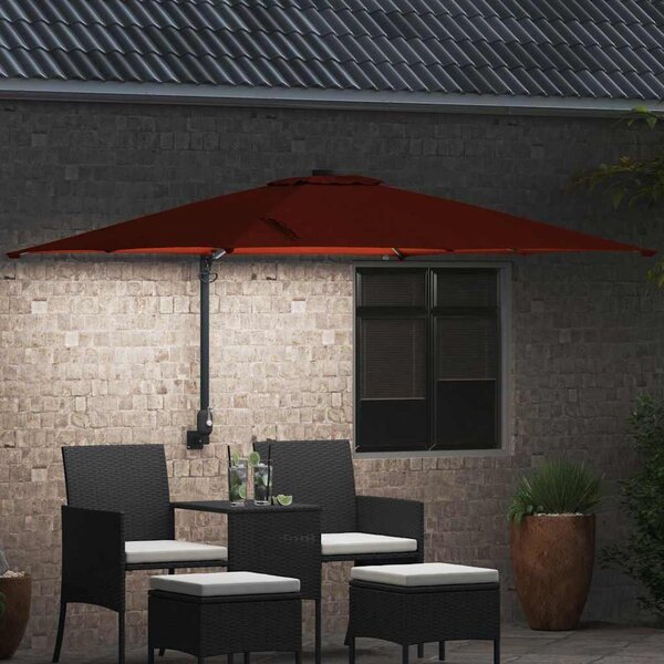 Vrtni suncobran S LED lampica Terakota 248,5 x 247,5 x 160 cm - Cinober / 248,5 x 247,5 x 160 cm