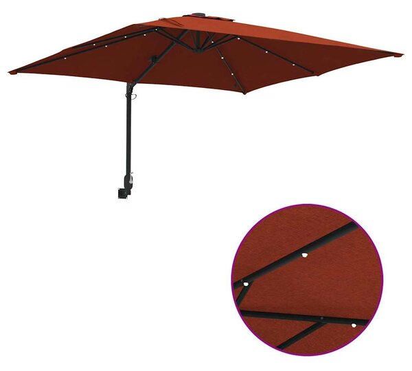 Vrtni suncobran S LED lampica Terakota 248,5 x 247,5 x 160 cm - Cinober / 248,5 x 247,5 x 160 cm