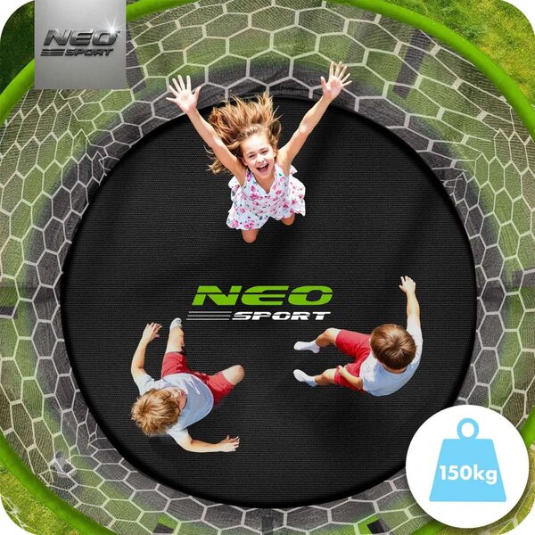 Profilirani vrtni trampolin Neo-Sport, Ø 435 cm (14 stopa), unutarnja mreža, siva, var. NS-14C221
