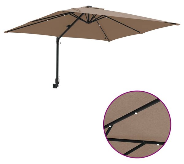 Vrtni suncobran S LED lampica Sivo-smeđa 248,5 x 247,5 x 160 cm - Smeđesiva / 248,5 x 247,5 x 160 cm