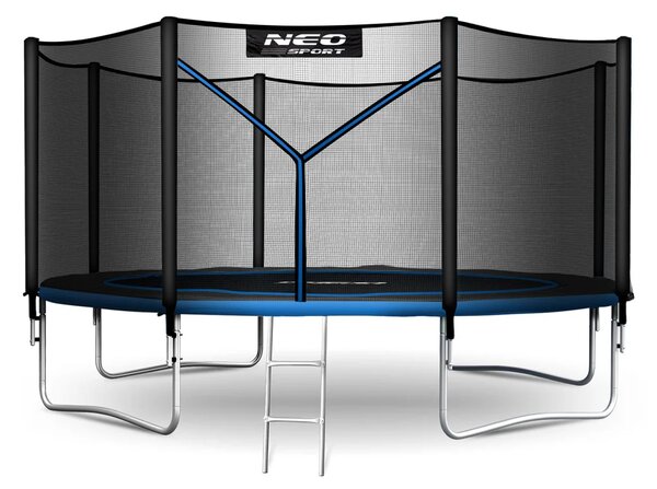 Vrtni trampolin Neo-Sport s vanjskom mrežom i ljestvama, Ø 404 cm (13 stopa), siva