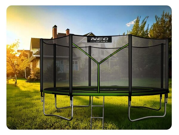 Vrtni trampolin Neo-Sport s vanjskom mrežom i ljestvama, Ø 404 cm (13 stopa), siva, var. NS-13Z231