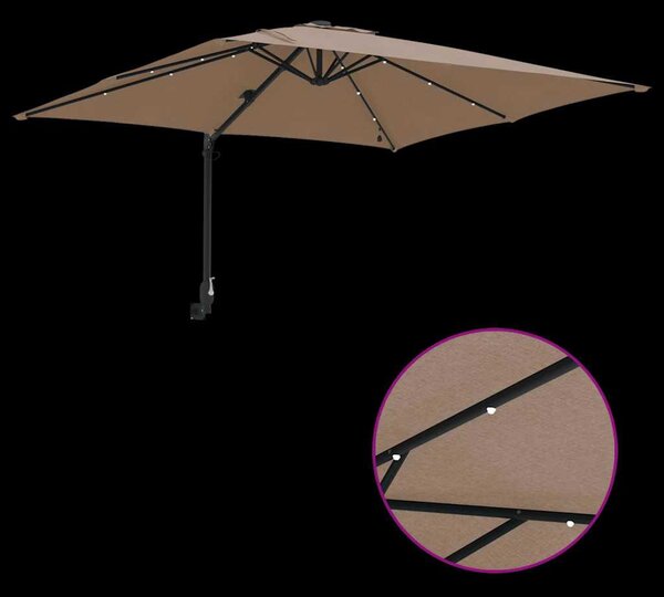 Vrtni suncobran S LED lampica Sivo-smeđa 248,5 x 247,5 x 160 cm - Smeđesiva / 248,5 x 247,5 x 160 cm