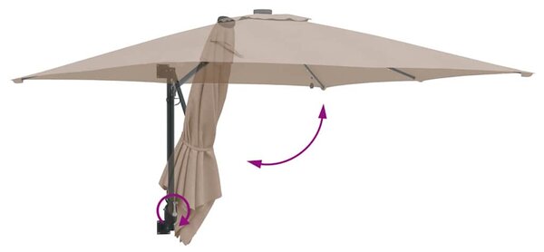 Vrtni suncobran S LED lampica Sivo-smeđa 248,5 x 247,5 x 160 cm - Smeđesiva / 248,5 x 247,5 x 160 cm
