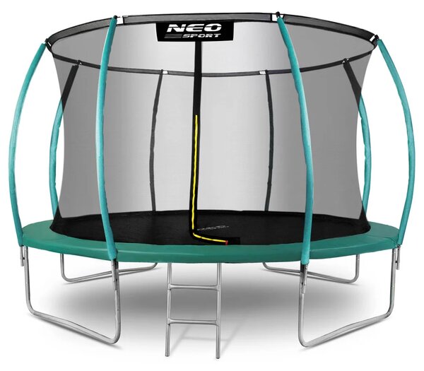 Profilirani vrtni trampolin Neo-Sport, Ø 374 cm (12 ft), unutarnja mreža, siva