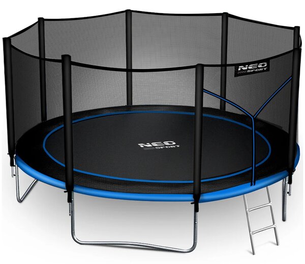 Vrtni trampolin Neo-Sport s vanjskom mrežom i ljestvama, Ø 404 cm (13 stopa), siva