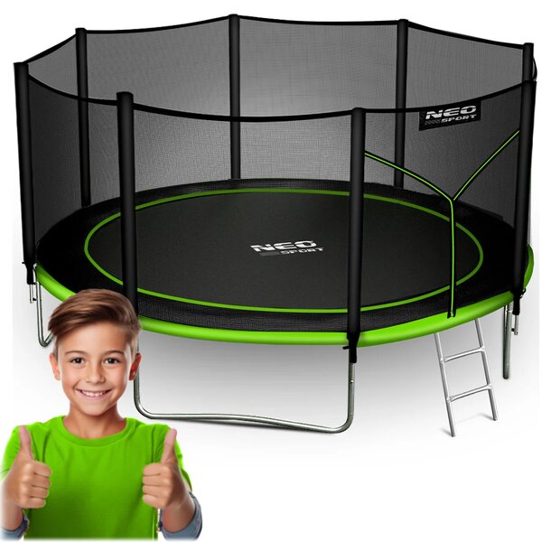 Vrtni trampolin Neo-Sport s vanjskom mrežom i ljestvama, Ø 404 cm (13 stopa), siva, var. NS-13Z231