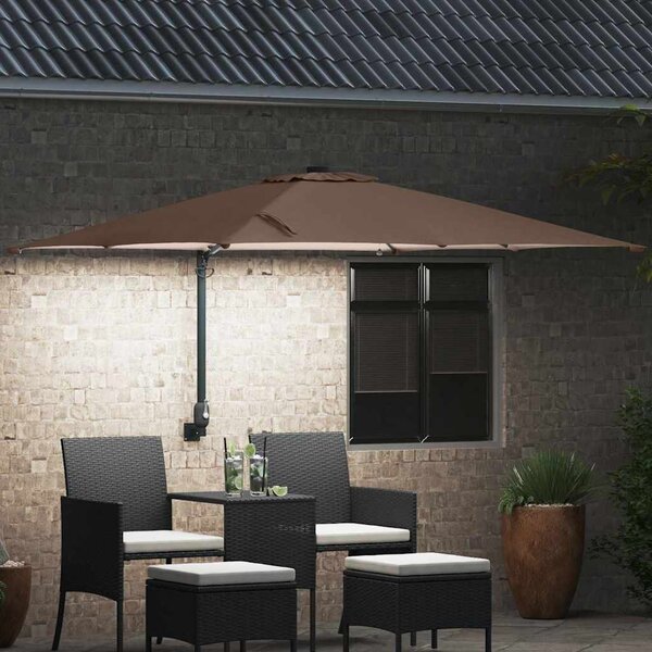 Vrtni suncobran S LED lampica Sivo-smeđa 248,5 x 247,5 x 160 cm - Smeđesiva / 248,5 x 247,5 x 160 cm