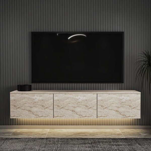 Woody Fashion TV stalak NEON ILLUMINATED, boja Travertine