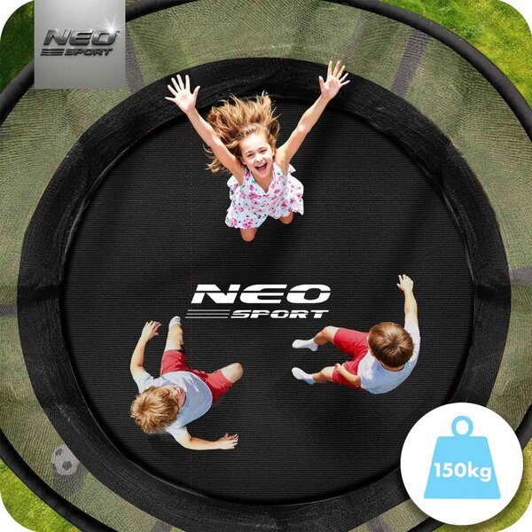 Profilirani vrtni trampolin Neo-Sport, Ø 374 cm (12 ft), unutarnja mreža, siva, var. NS-12C231
