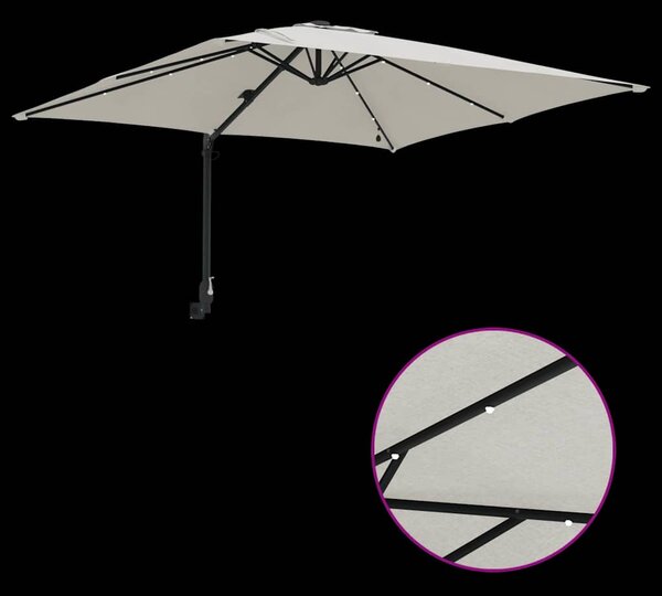 Vrtni suncobran S LED lampica Pijesak 248,5 x 247,5 x 160 cm - Smeđa / 248,5 x 247,5 x 160 cm