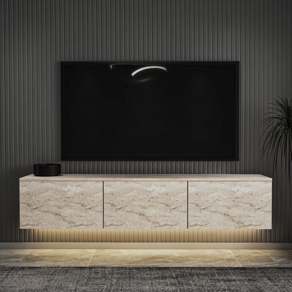 Woody Fashion TV stalak NEON ILLUMINATED, boja Travertine