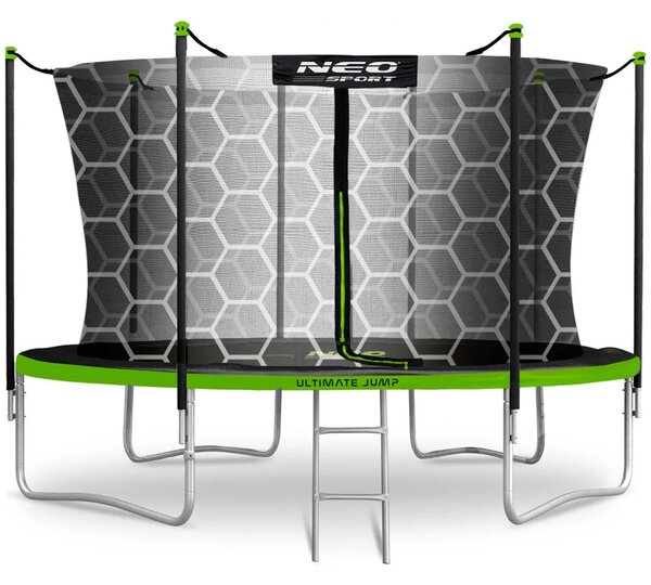 Vrtni trampolin Neo-Sport, Ø 374 cm (12 ft), unutarnja mreža i ljestve, siva, var. NS-12W231