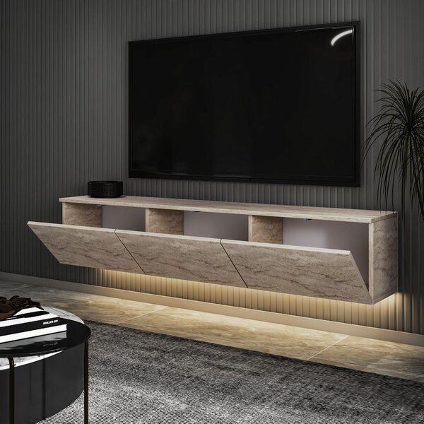 Woody Fashion TV stalak NEON ILLUMINATED, boja Travertine