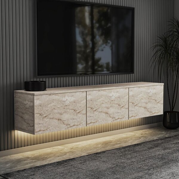 Woody Fashion TV stalak NEON ILLUMINATED, boja Travertine