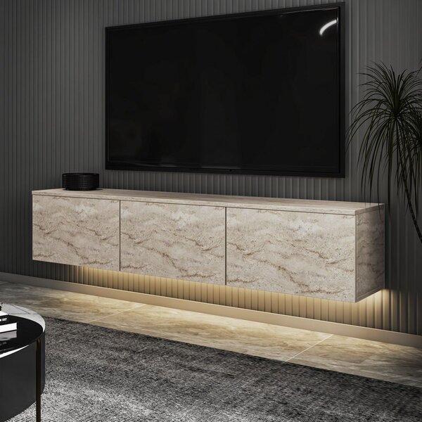 Woody Fashion TV stalak NEON ILLUMINATED, boja Travertine