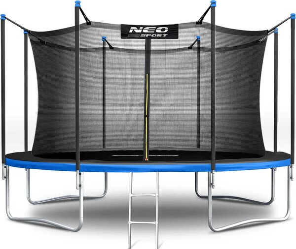 Vrtni trampolin Neo-Sport, Ø 404 cm (13 ft), unutarnja mreža i ljestve, siva, var. NS-13W241