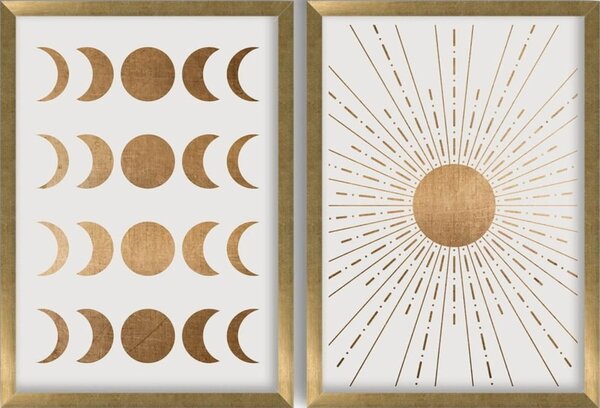 Plakat u okviru 38x53 cm Moon & Sun - Wallity