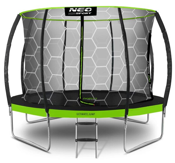 Profilirani vrtni trampolin Neo-Sport, Ø 374 cm (12 ft), unutarnja mreža, siva, var. NS-12C221