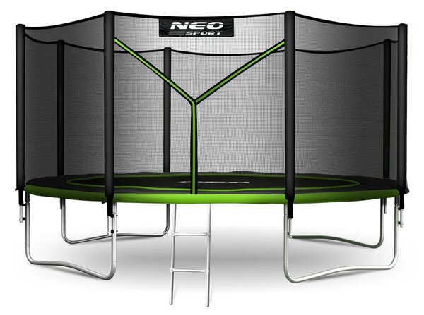 Vrtni trampolin Neo-Sport, Ø 374 cm (12 ft), vanjska mreža i ljestve, siva, var. NS-12Z231