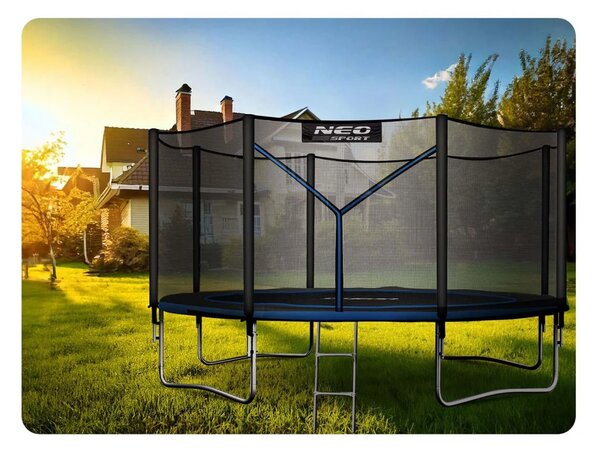 Vrtni trampolin Neo-Sport, Ø 374 cm (12 ft), vanjska mreža i ljestve, siva