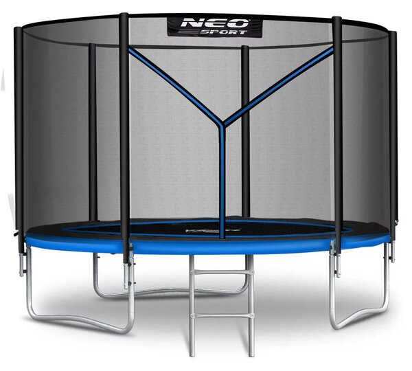 Vrtni trampolin Neo-Sport, Ø 312 cm (10 ft), vanjska mreža i ljestve, siva