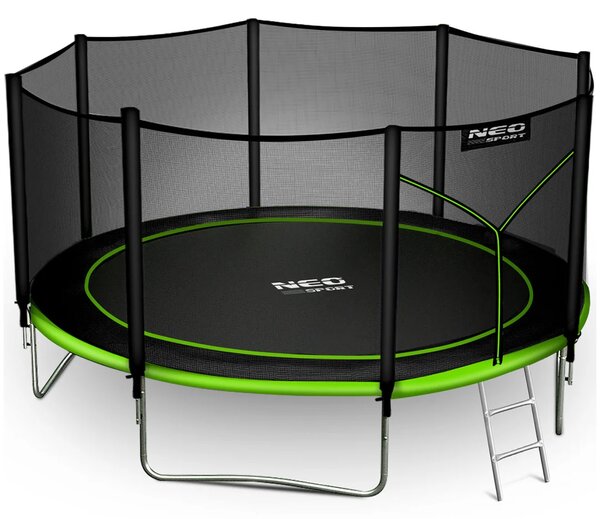 Vrtni trampolin Neo-Sport, Ø 374 cm (12 ft), vanjska mreža i ljestve, siva, var. NS-12Z231