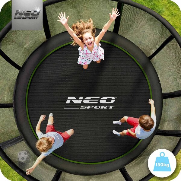 Vrtni trampolin Neo-Sport, Ø 312 cm (10 ft), vanjska mreža i ljestve, siva, var. NS-10Z231