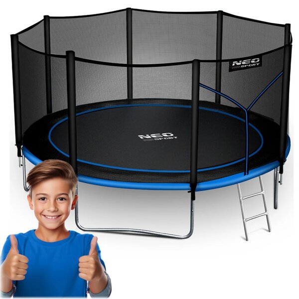 Vrtni trampolin Neo-Sport, Ø 374 cm (12 ft), vanjska mreža i ljestve, siva