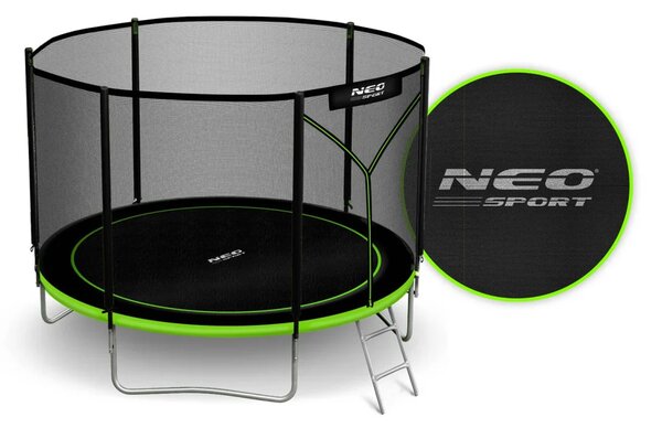 Vrtni trampolin Neo-Sport, Ø 312 cm (10 ft), vanjska mreža i ljestve, siva, var. NS-10Z231