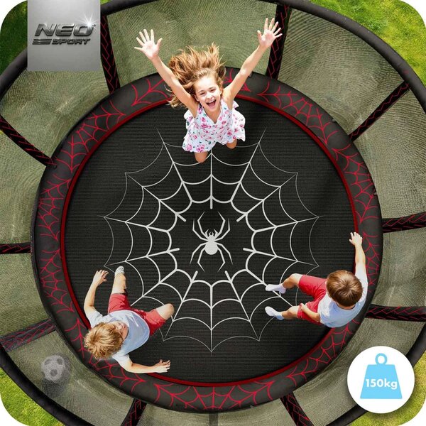 Vrtni trampolin Neo-Sport, Ø 312 cm (10 ft), vanjska mreža i ljestve, siva, var. NS-10Z241