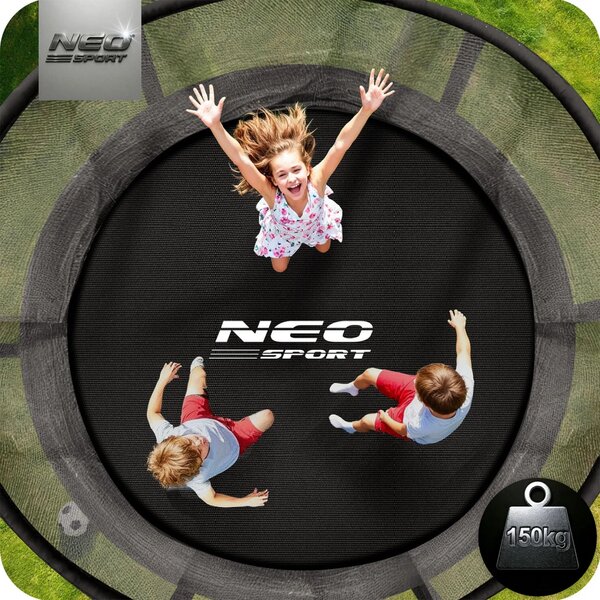 Profilirani vrtni trampolin Neo-Sport, Ø 312 cm (10 ft), unutarnja mreža, siva, var. NS-10C231